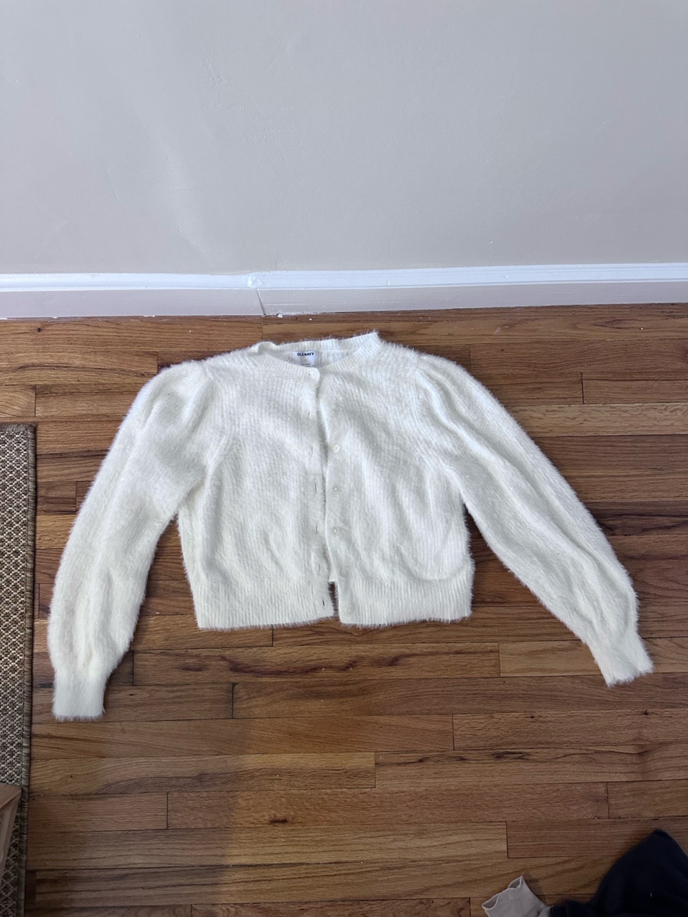 Old Navy Cream Fuzzy Button-Up Women's Cardigan